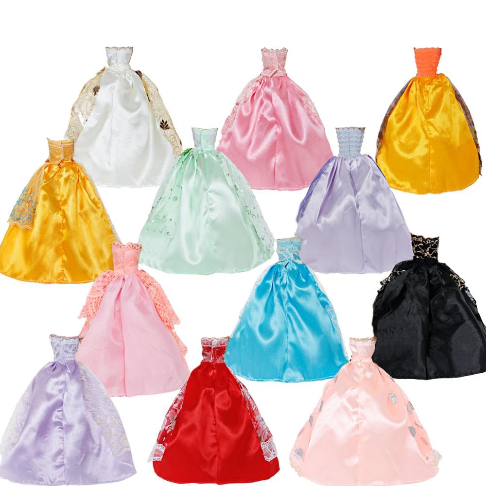 GIETIOS 5-Piece Handmade Doll Dress Set – Wedding & Party Gowns for 11.5-Inch Dolls (Random Styles)