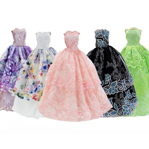 GIETIOS 5-Piece Handmade Doll Dress Set – Wedding & Party Gowns for 11.5-Inch Dolls (Random Styles)