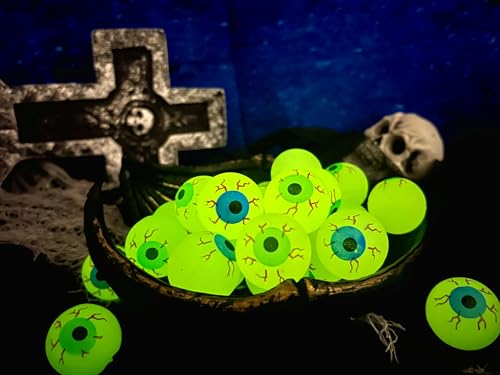 GiftExpress Glow in the Dark Eyeball Bouncy Balls - 24 Pack, 32mm (1.25 inch)
