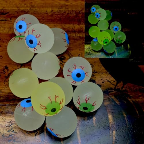 GiftExpress Glow in the Dark Eyeball Bouncy Balls - 24 Pack, 32mm (1.25 inch)