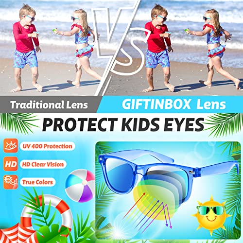GIFTINBOX 16 Pack Kids Sunglasses – Translucent UV400 Party Favors for Ages 3-8