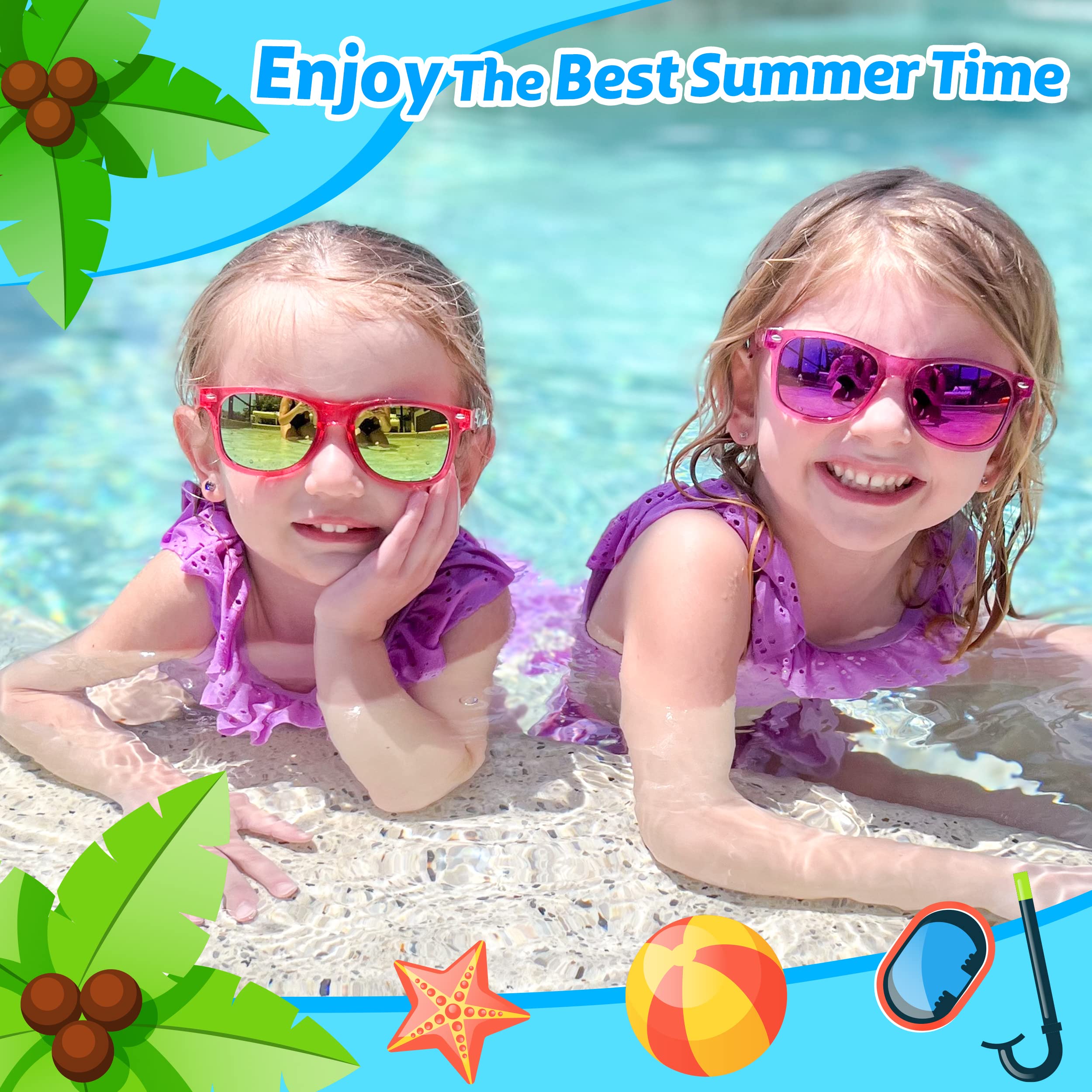 GIFTINBOX 16 Pack Kids Sunglasses – Translucent UV400 Party Favors for Ages 3-8