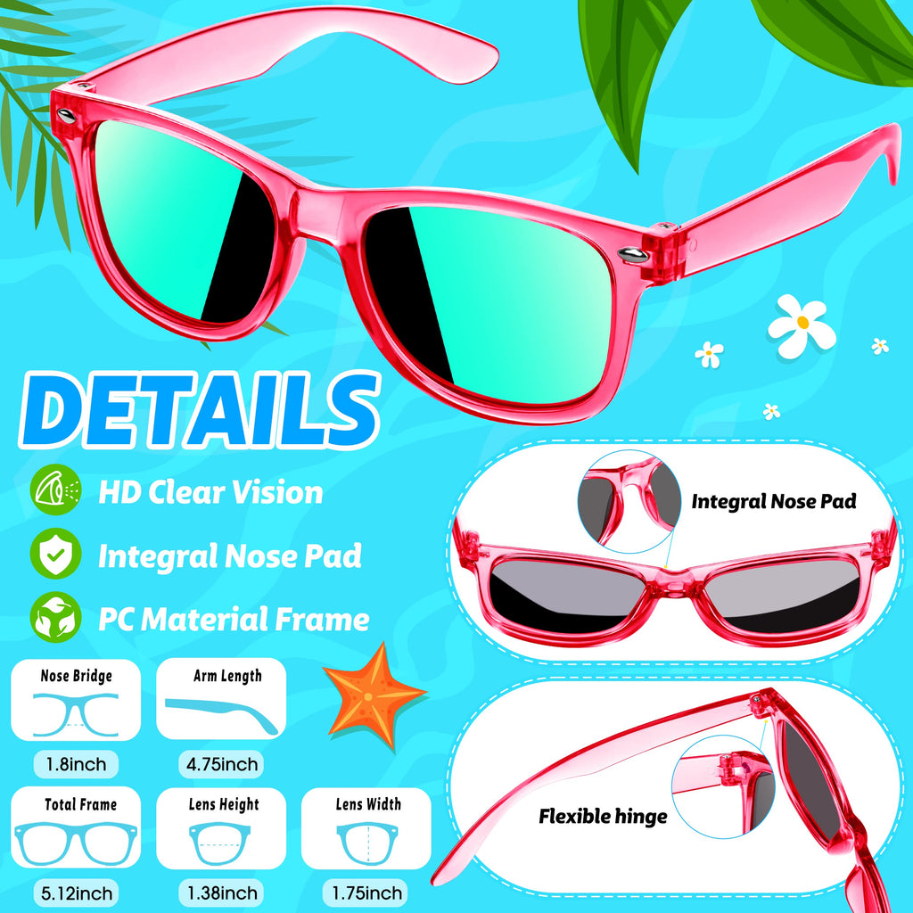 GIFTINBOX 16 Pack Kids Sunglasses – Translucent UV400 Party Favors for Ages 3-8