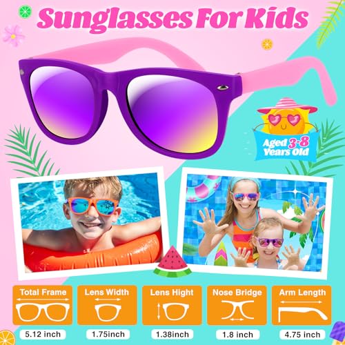 GIFTINBOX 16 Pack Neon Kids Sunglasses Bulk with UV400 Protection for Ages 3-8, Party Favors & Goodie Bag Stuffers
