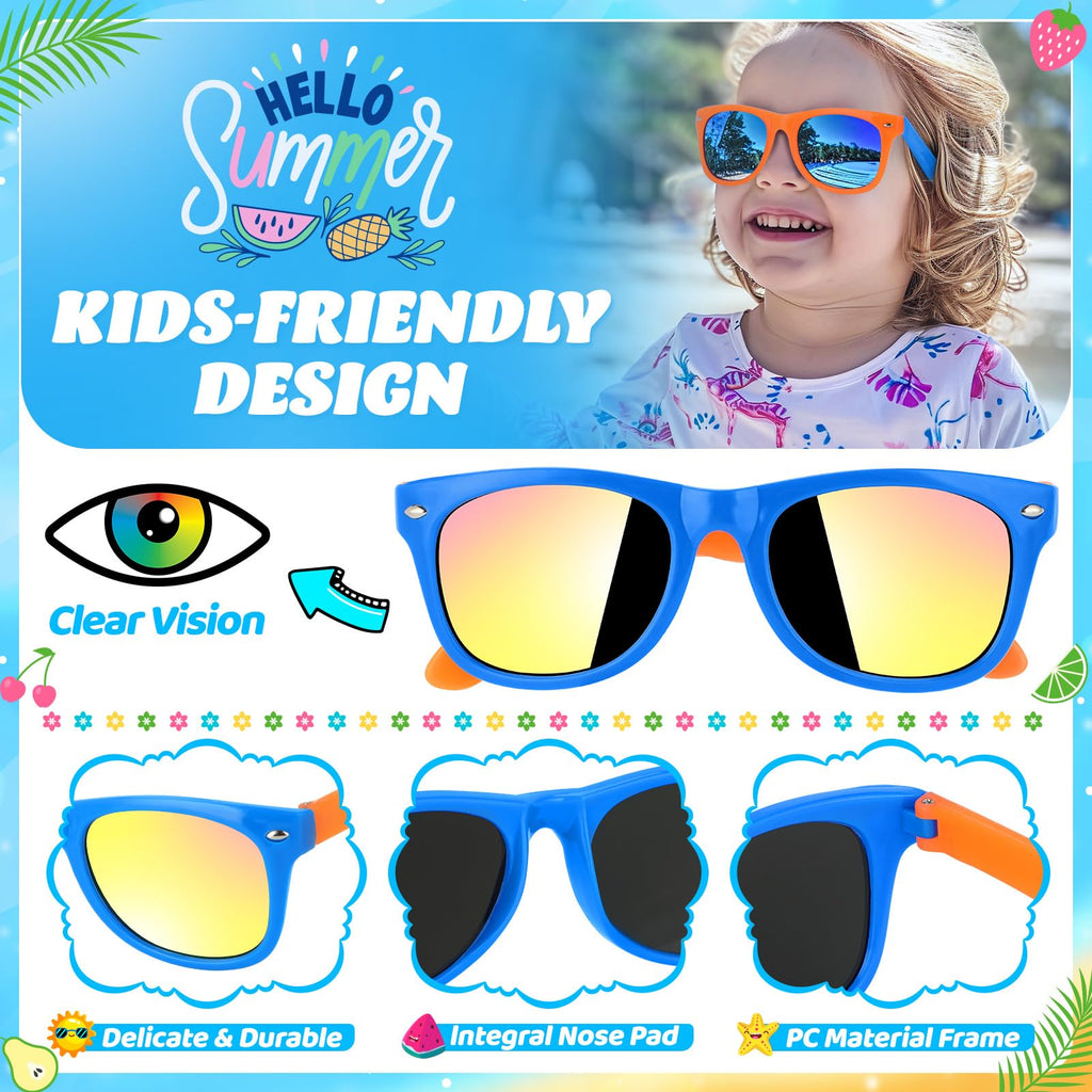 GIFTINBOX 16 Pack Neon Kids Sunglasses Bulk with UV400 Protection for Ages 3-8, Party Favors & Goodie Bag Stuffers