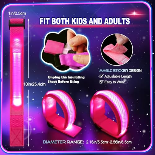 GIFTINBOX 6-Pack LED Light Up Bracelets with 3 Flash Modes for Night Events