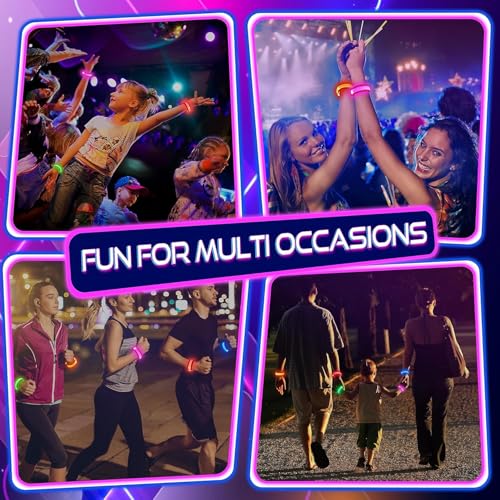GIFTINBOX 6-Pack LED Light Up Bracelets with 3 Flash Modes for Night Events