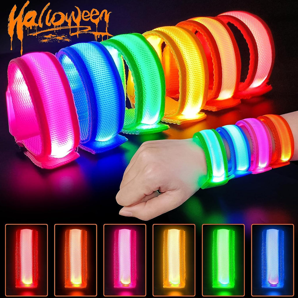 GIFTINBOX 6-Pack LED Light Up Bracelets with 3 Flash Modes for Night Events