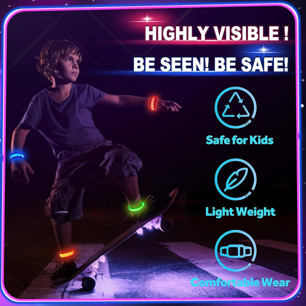 GIFTINBOX 6-Pack LED Light Up Bracelets with 3 Flash Modes for Night Events
