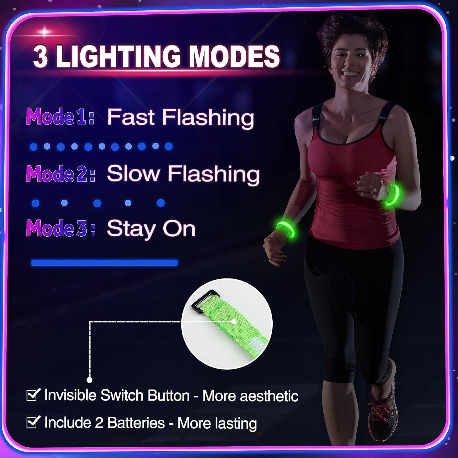 GIFTINBOX 6-Pack LED Light Up Bracelets with 3 Flash Modes for Night Events