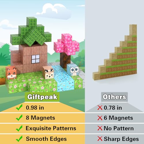 GiftPeak 100-Piece Magnetic Building Blocks – Forest Animal STEM Toy for Ages 3-8