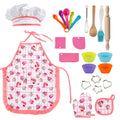 GIFTRRTOY Real Kids Cooking and Baking Set - 24 Piece Chef Role Play Kit with Apron, Hat, Utensils, Cupcake Molds for Toddlers Ages 3+