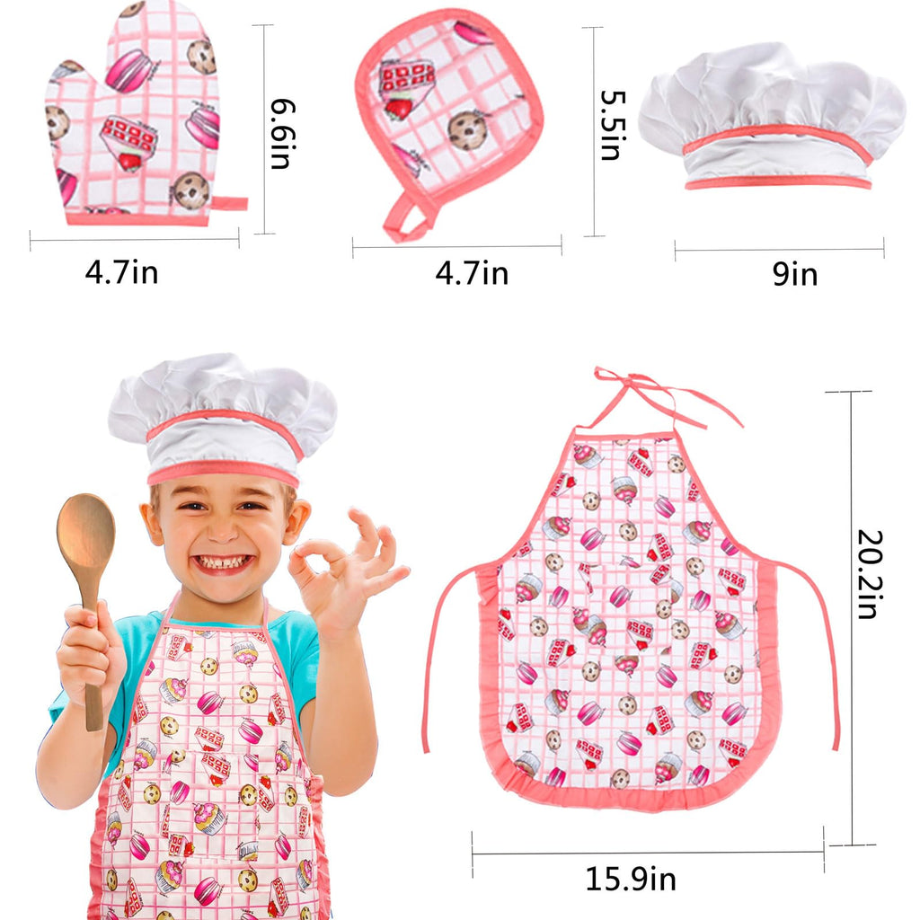 GIFTRRTOY Real Kids Cooking and Baking Set - 24 Piece Chef Role Play Kit with Apron, Hat, Utensils, Cupcake Molds for Toddlers Ages 3+
