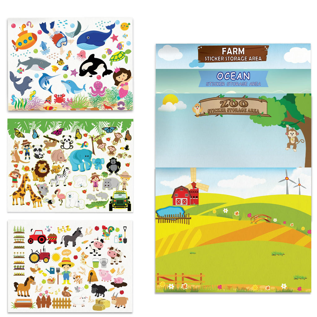 Giggles and Pebbles Magic Sticker Pad Book – Reusable, Washable, 170+ Stickers for Kids Ages 3+