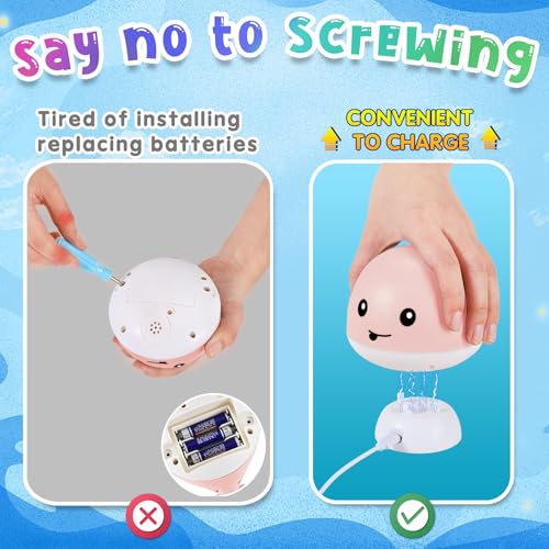 Gigilli Baby Girl Bath Toys – Light-Up Whale Sprinkler with USB Charging Dock, IPX8 Waterproof, BPA-Free, for Toddlers 6 Months to 5 Years