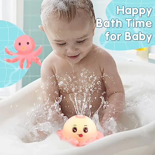Gigilli Rechargeable Octopus Bath Toy – Light-Up Sprinkler for Toddlers Ages 1-3, 1500mAh Battery, Waterproof Design
