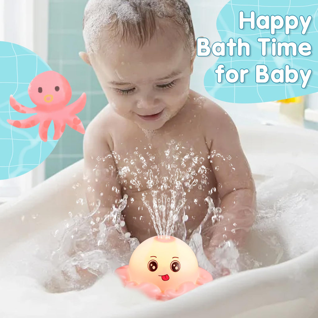 Gigilli Rechargeable Octopus Bath Toy – Light-Up Sprinkler for Toddlers Ages 1-3, 1500mAh Battery, Waterproof Design