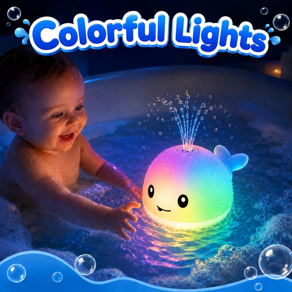 Gigilli Whale Bath Toy Sprinkler - Rechargeable Light Up Bathtub Toy for Toddlers 1-3, Baby Pool Toys for 6-18 Months, Boys Girls Birthday Gift