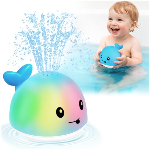 Gigilli Whale Bath Toy Sprinkler - Rechargeable Light Up Bathtub Toy for Toddlers 1-3, Baby Pool Toys for 6-18 Months, Boys Girls Birthday Gift