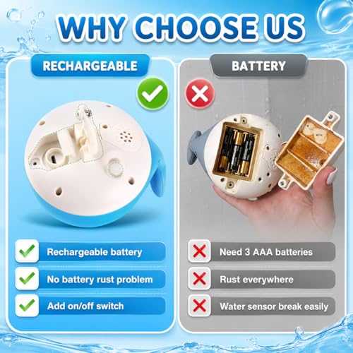 Gigilli Whale Bath Toy Sprinkler - Rechargeable Light Up Bathtub Toy for Toddlers 1-3, Baby Pool Toys for 6-18 Months, Boys Girls Birthday Gift
