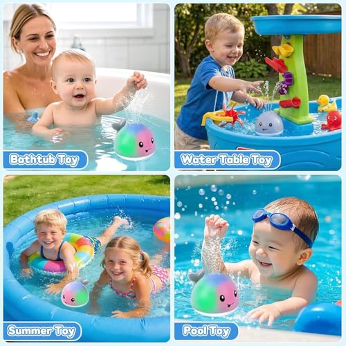 Gigilli Whale Bath Toy Sprinkler – Light Up Water Toy for Babies 6-18 Months, Toddlers 1-3 Years
