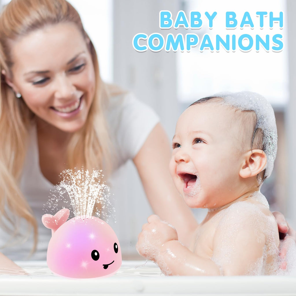 Gigilli Whale Bath Toy Sprinkler – Light Up Water Toy for Babies 6-18 Months, Toddlers 1-3 Years