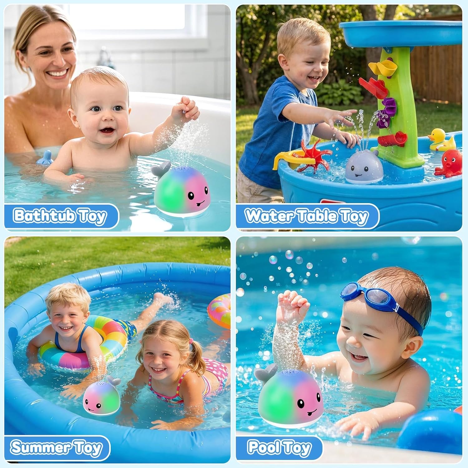 Gigilli Whale Bath Toy Sprinkler with Lights – Automatic Water Spray for Toddlers 1-3 Years