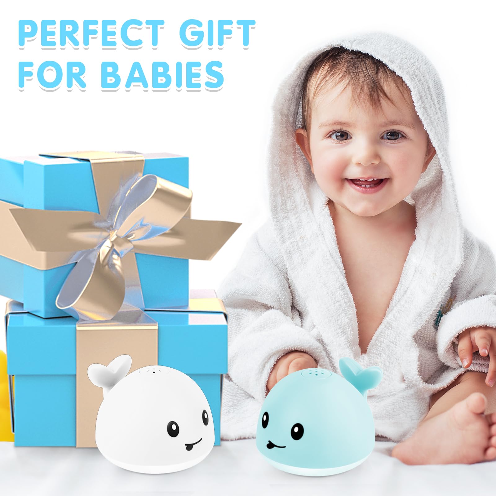 Gigilli Whale Bath Toy Sprinkler with Lights – Automatic Water Spray for Toddlers 1-3 Years