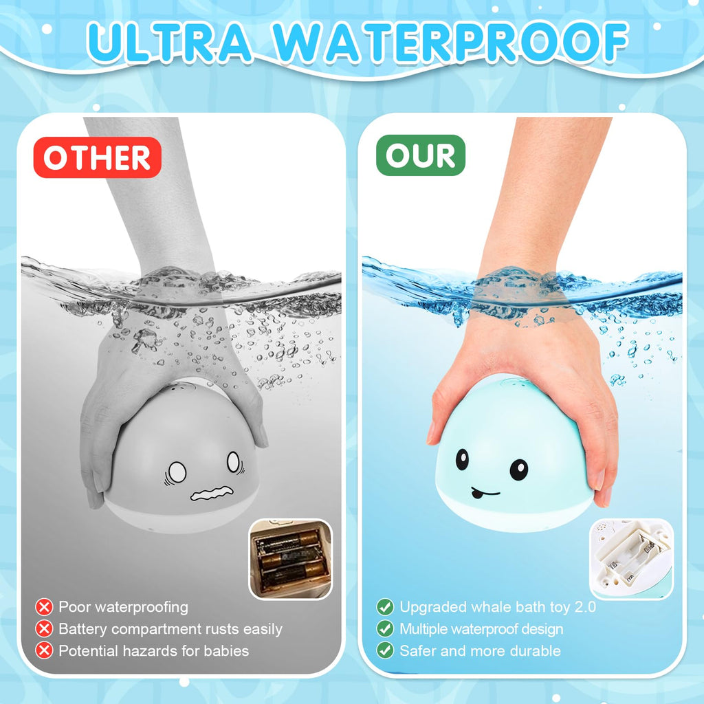 Gigilli Whale Bath Toy Sprinkler with Lights – Automatic Water Spray for Toddlers 1-3 Years