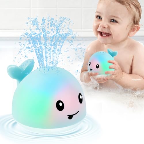 Gigilli Whale Bath Toy Sprinkler with Lights – Automatic Water Spray for Toddlers 1-3 Years