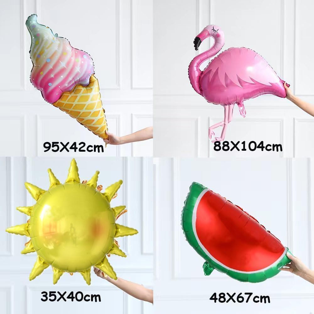 GIHOO Tropical Balloon Arch Kit 144pcs - Hawaiian Luau Decor with Watermelon, Flamingo