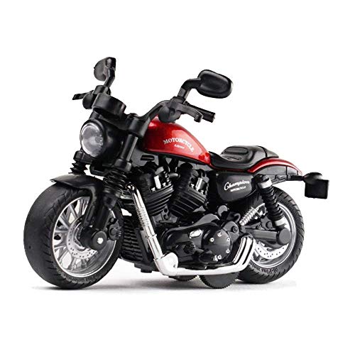 Gilumza Pull Back Motorcycle Toy: Die-Cast Alloy, Music & Lights, Friction Powered for Boys Age 3-8 (Red)