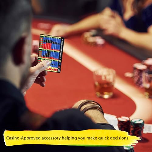 Gimao Stainless Steel Blackjack Strategy Card with Leather Sleeve – Casino-Approved Basic Strategy Reference for 4+ Decks, Soft 17