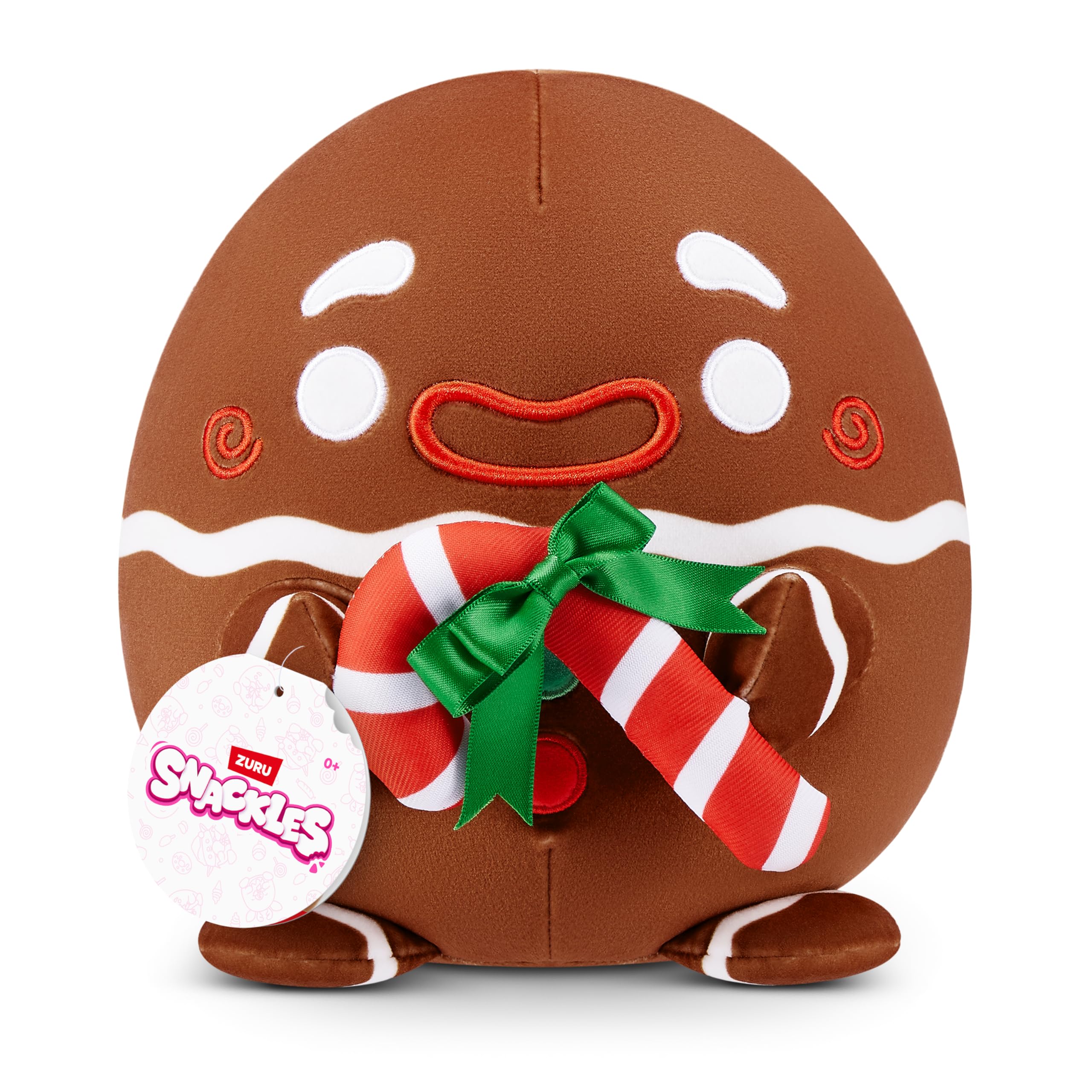 Ginger the Gingerbread Man Snackle Plush – 8-Inch Soft Toy with Candy Cane, Christmas Series 2 by ZURU