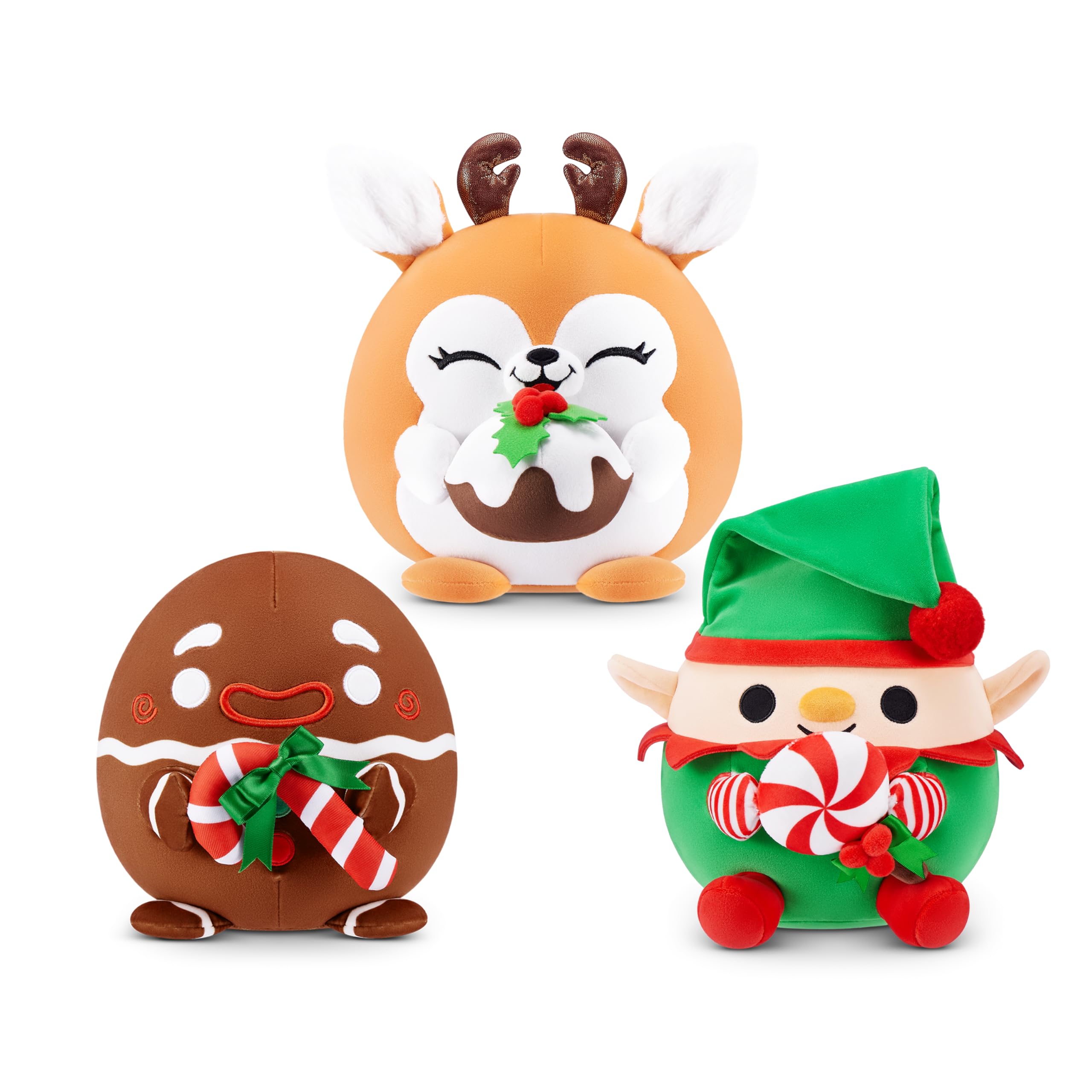 Ginger the Gingerbread Man Snackle Plush – 8-Inch Soft Toy with Candy Cane, Christmas Series 2 by ZURU
