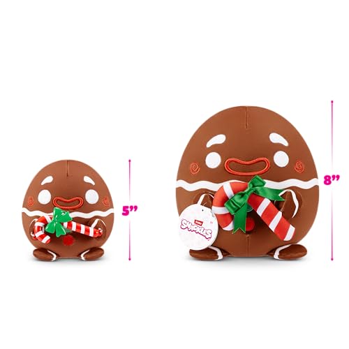 Ginger the Gingerbread Man Snackle Plush – 8-Inch Soft Toy with Candy Cane, Christmas Series 2 by ZURU