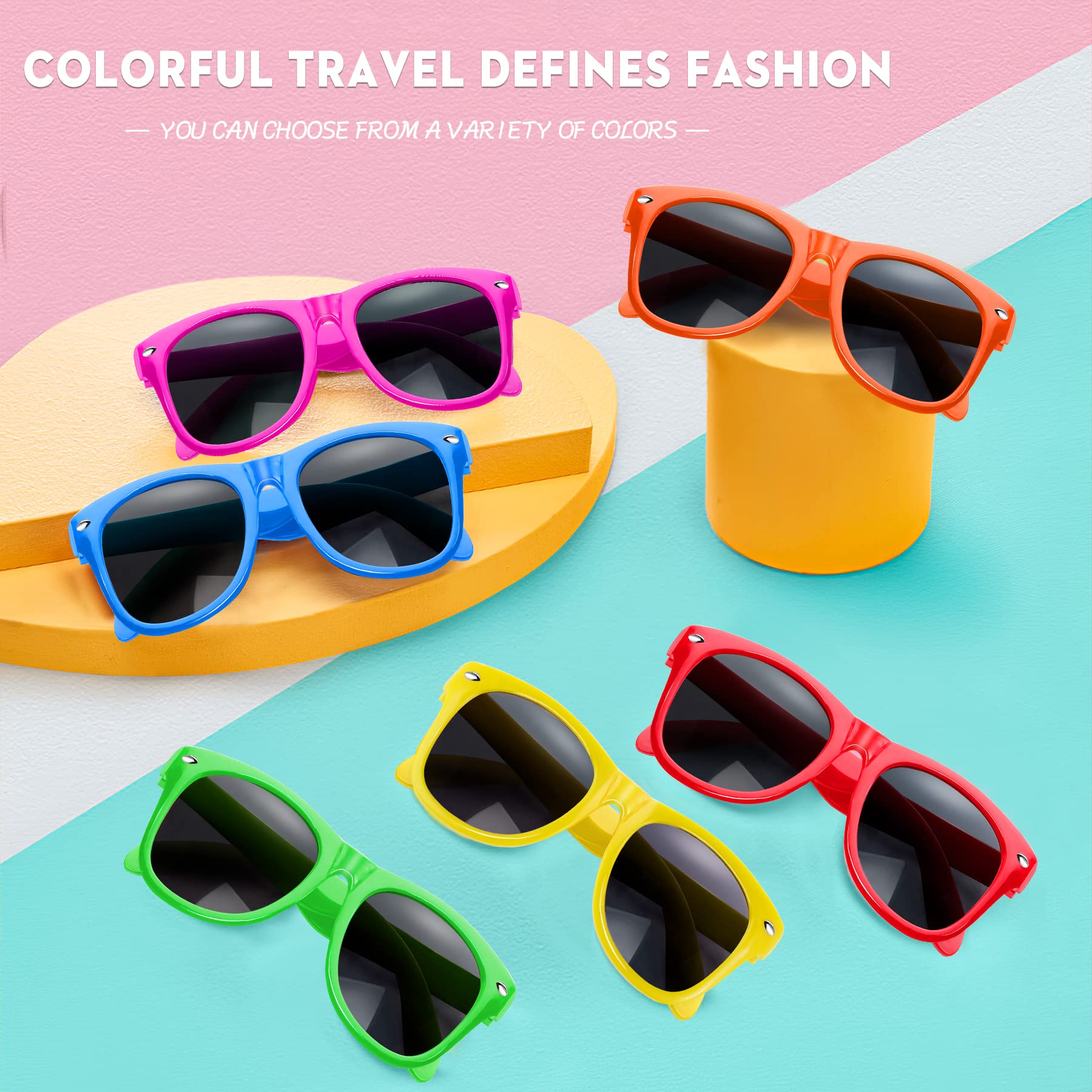 GINMIC Kids Party Sunglasses 12-Pack Neon – Fun UV400 Eye Protection for Boys and Girls