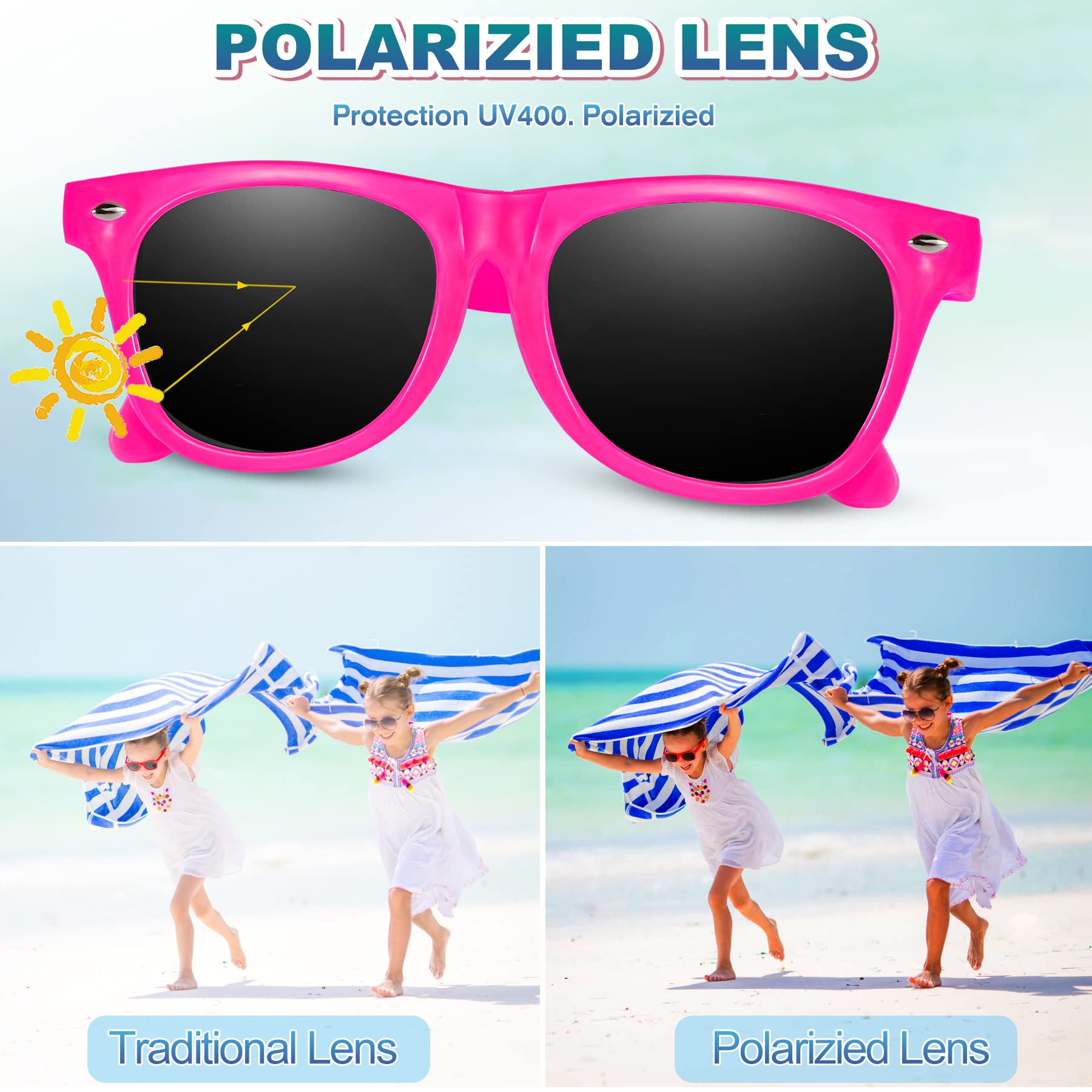 GINMIC Kids Party Sunglasses 12-Pack Neon – Fun UV400 Eye Protection for Boys and Girls
