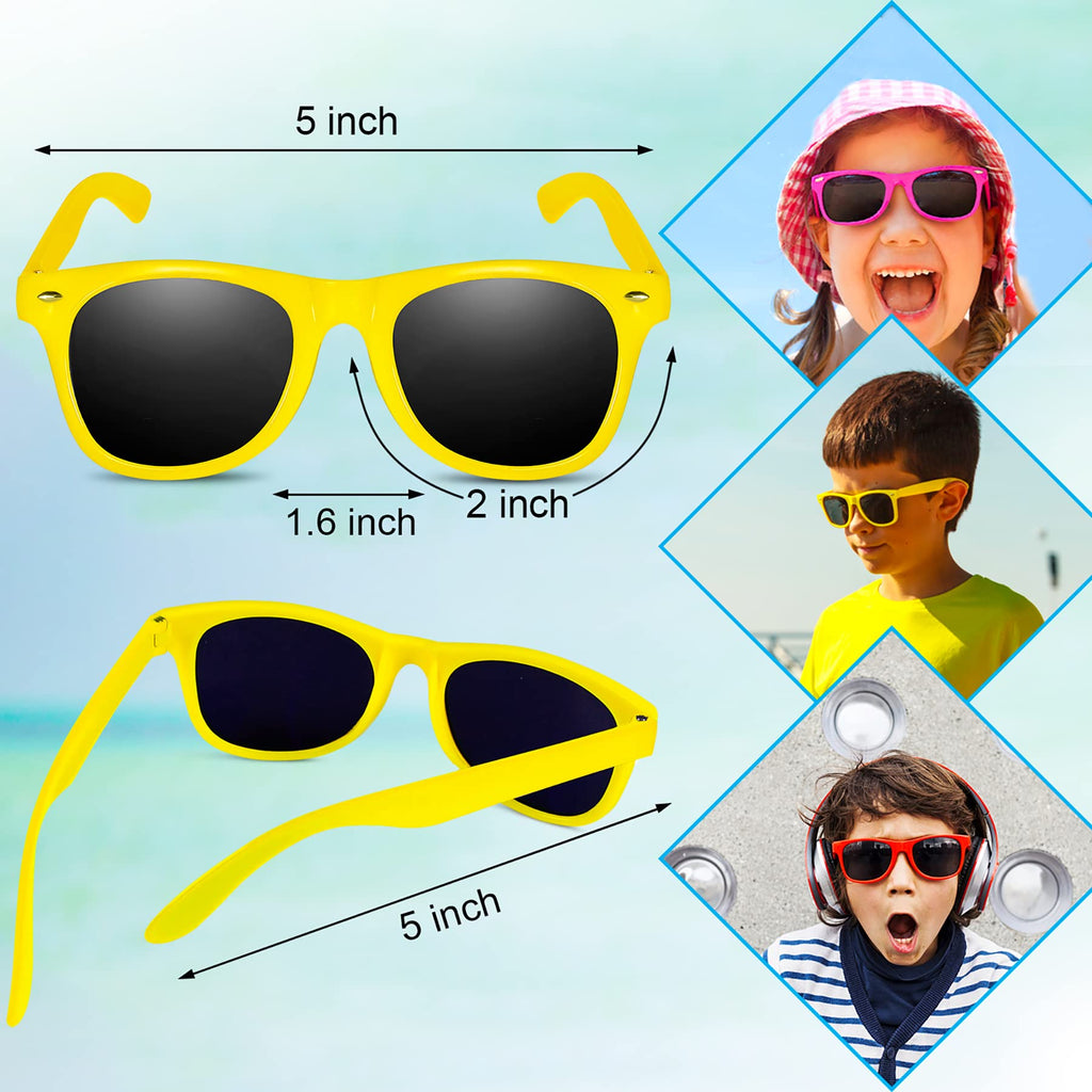 GINMIC Kids Party Sunglasses 12-Pack Neon – Fun UV400 Eye Protection for Boys and Girls