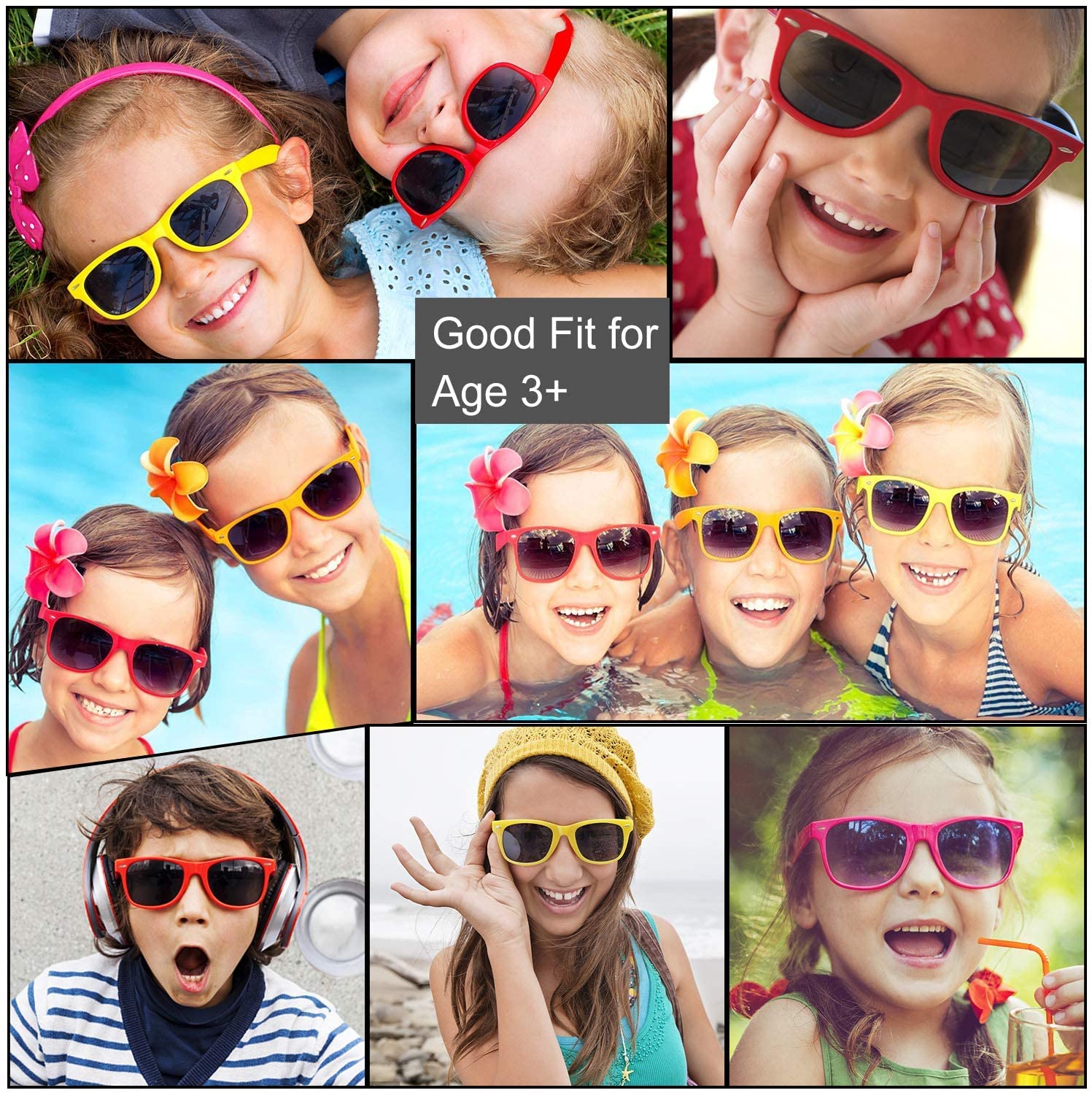 GINMIC Kids Party Sunglasses 12-Pack Neon – Fun UV400 Eye Protection for Boys and Girls