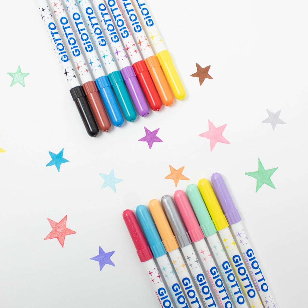 Giotto Glitter Markers Set of 8 - Sparkly Felt Tip Pens for Crafting and Decorating