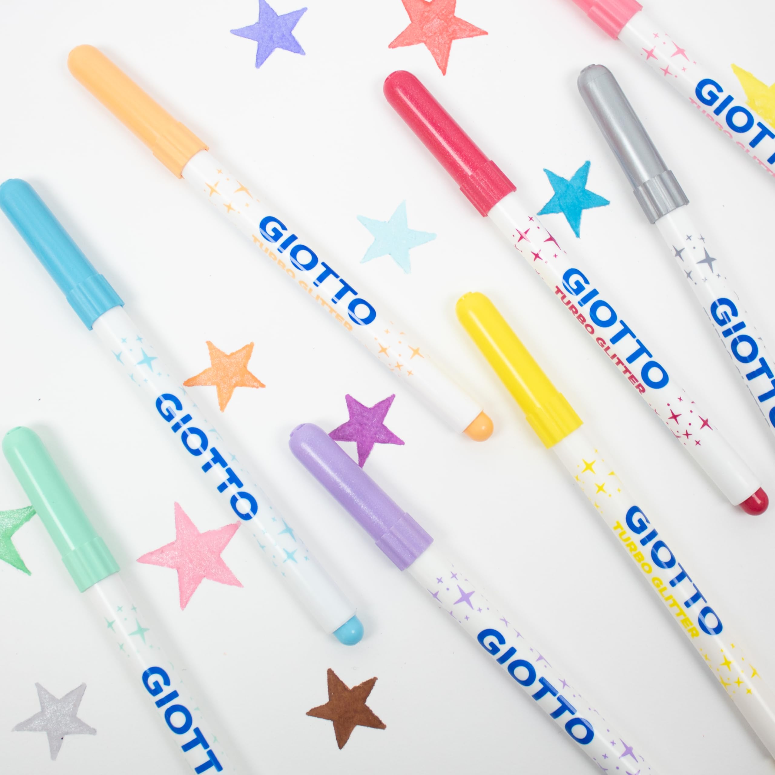 Giotto Glitter Markers Set of 8 - Sparkly Felt Tip Pens for Crafting and Decorating