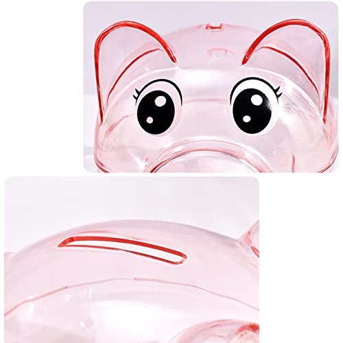 GIRCSS Pink Transparent Plastic Piggy Bank – Sturdy Coin Jar for Kids, Reusable Money Bank for Birthday, Easter, Christmas, Baby Shower