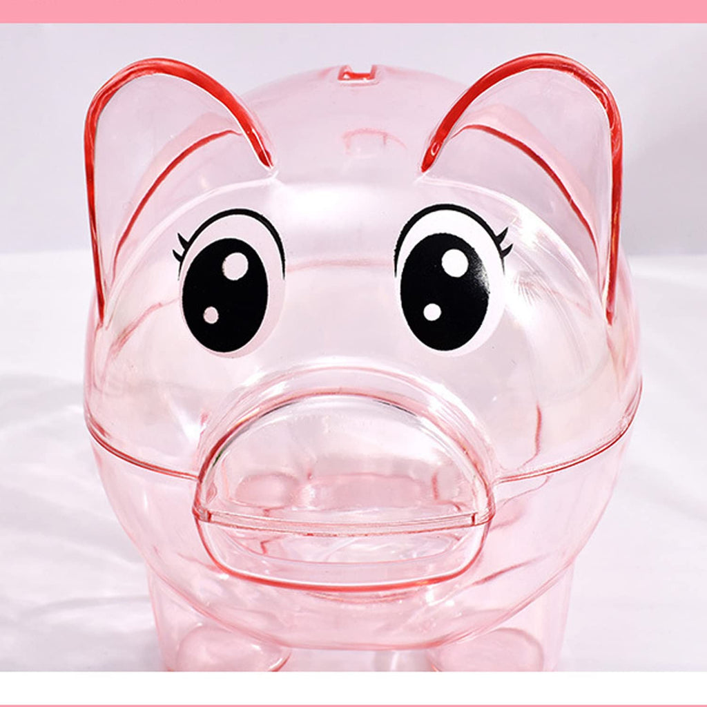 GIRCSS Pink Transparent Plastic Piggy Bank – Sturdy Coin Jar for Kids, Reusable Money Bank for Birthday, Easter, Christmas, Baby Shower