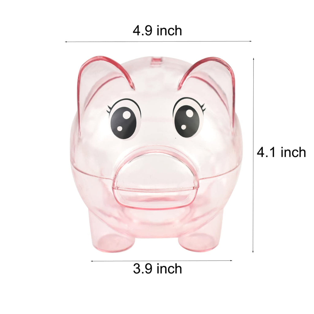 GIRCSS Pink Transparent Plastic Piggy Bank – Sturdy Coin Jar for Kids, Reusable Money Bank for Birthday, Easter, Christmas, Baby Shower