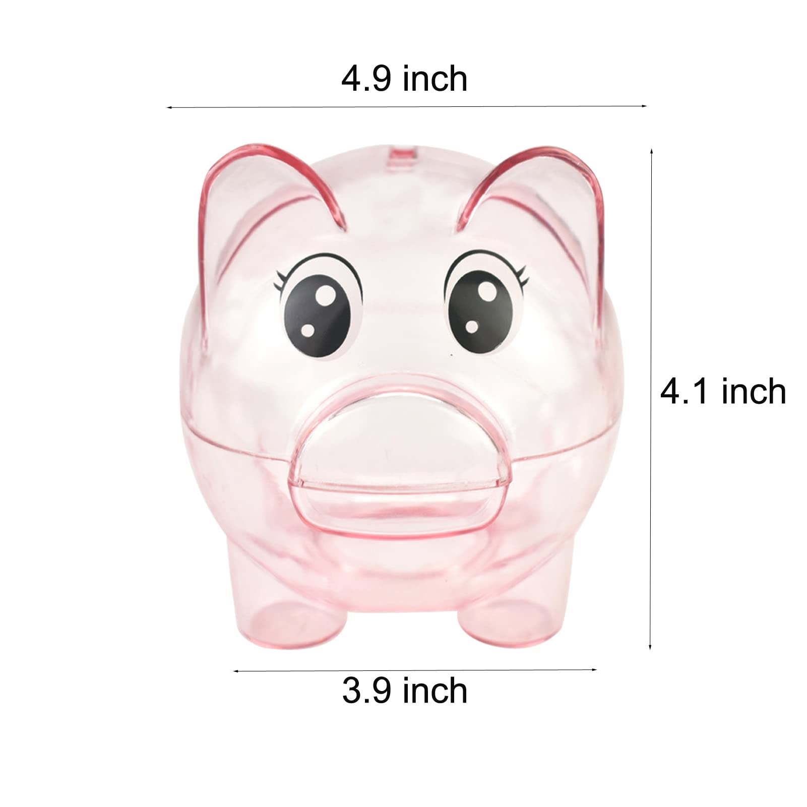 GIRCSS Pink Transparent Plastic Piggy Bank – Sturdy Coin Jar for Kids, Reusable Money Bank for Birthday, Easter, Christmas, Baby Shower