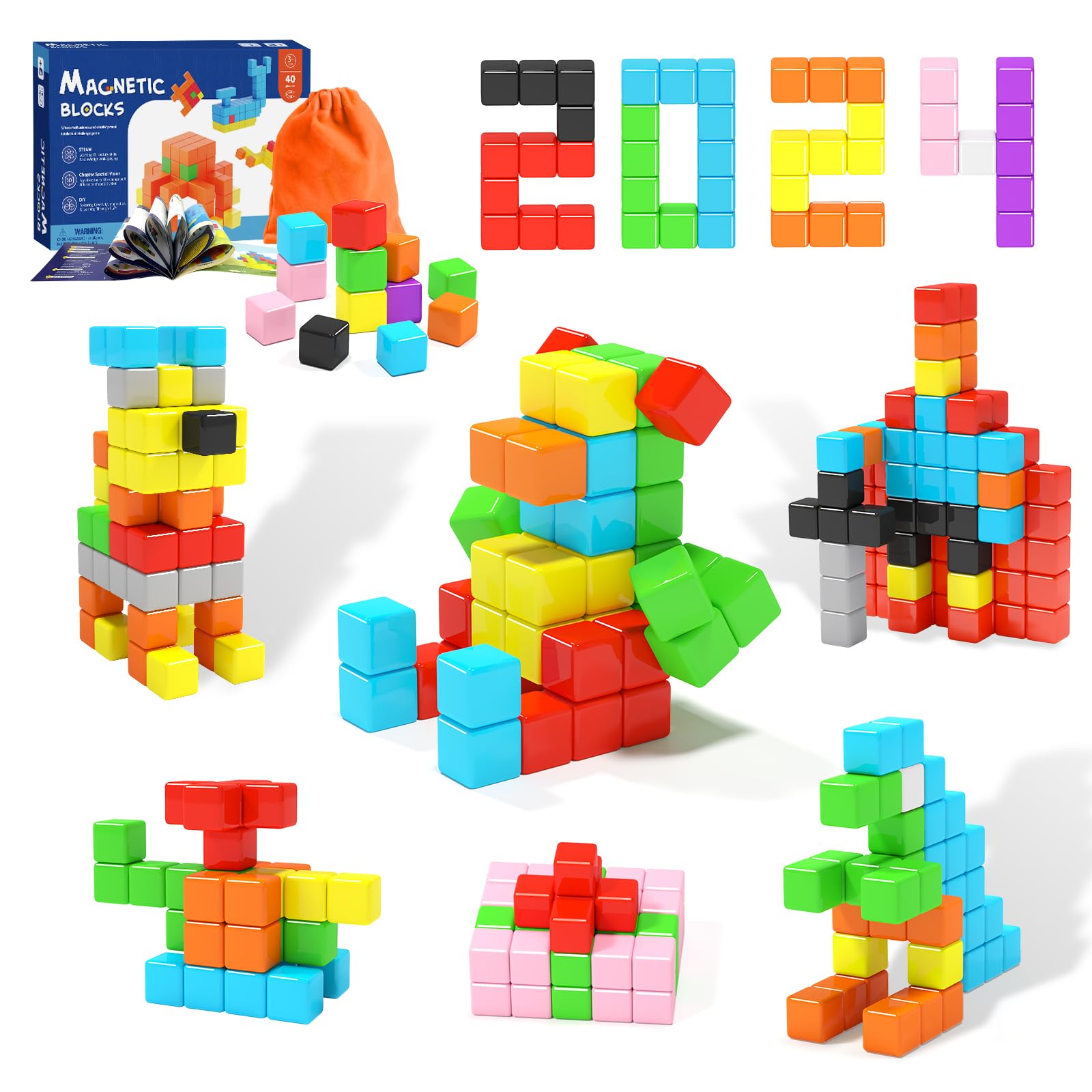 Girigi 40-Piece Magnetic Building Blocks for Toddlers – STEM Sensory Toy for Ages 3-8