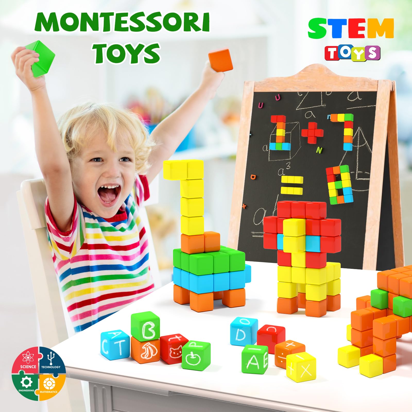 Girigi 40-Piece Magnetic Building Blocks for Toddlers – STEM Sensory Toy for Ages 3-8