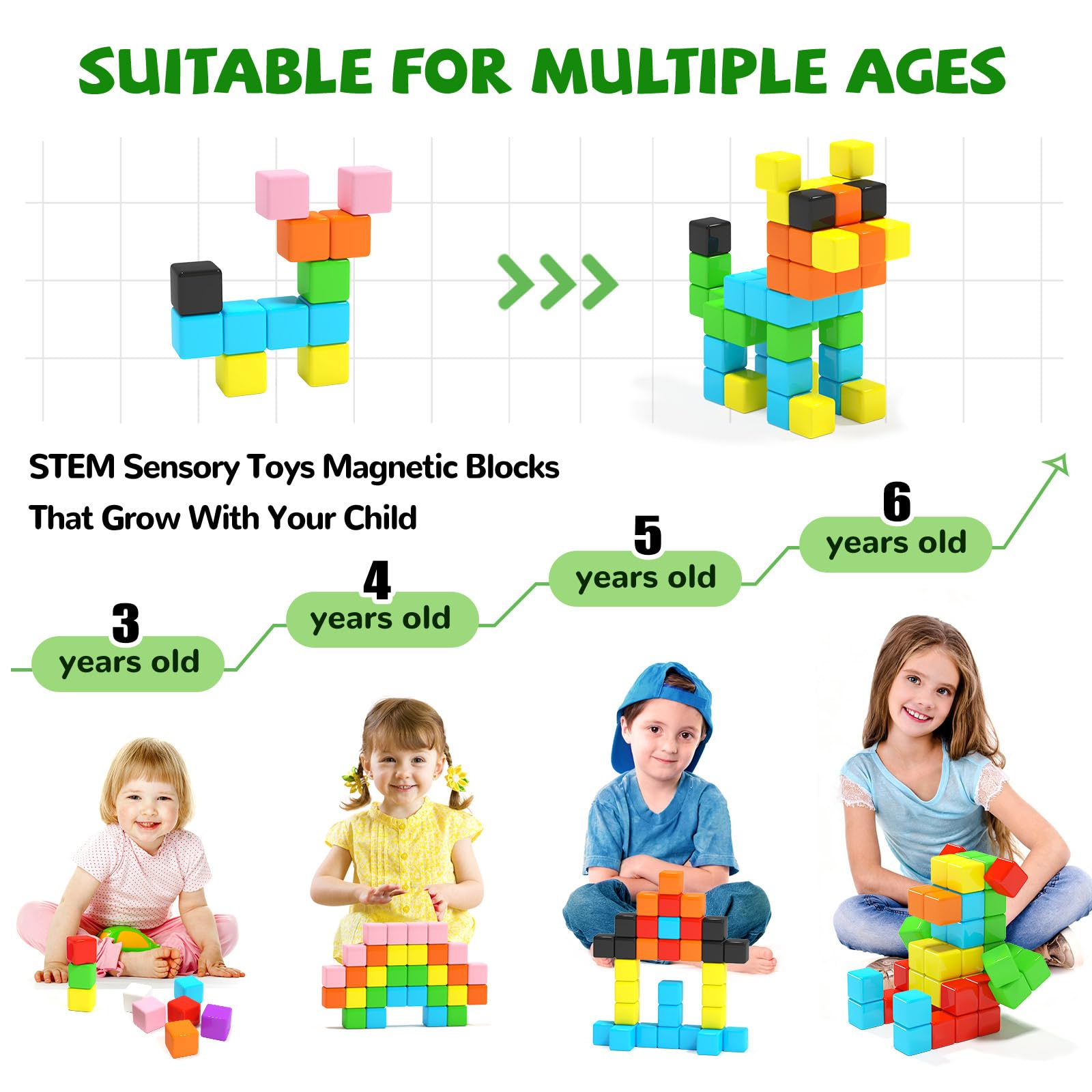 Girigi 40-Piece Magnetic Building Blocks for Toddlers – STEM Sensory Toy for Ages 3-8