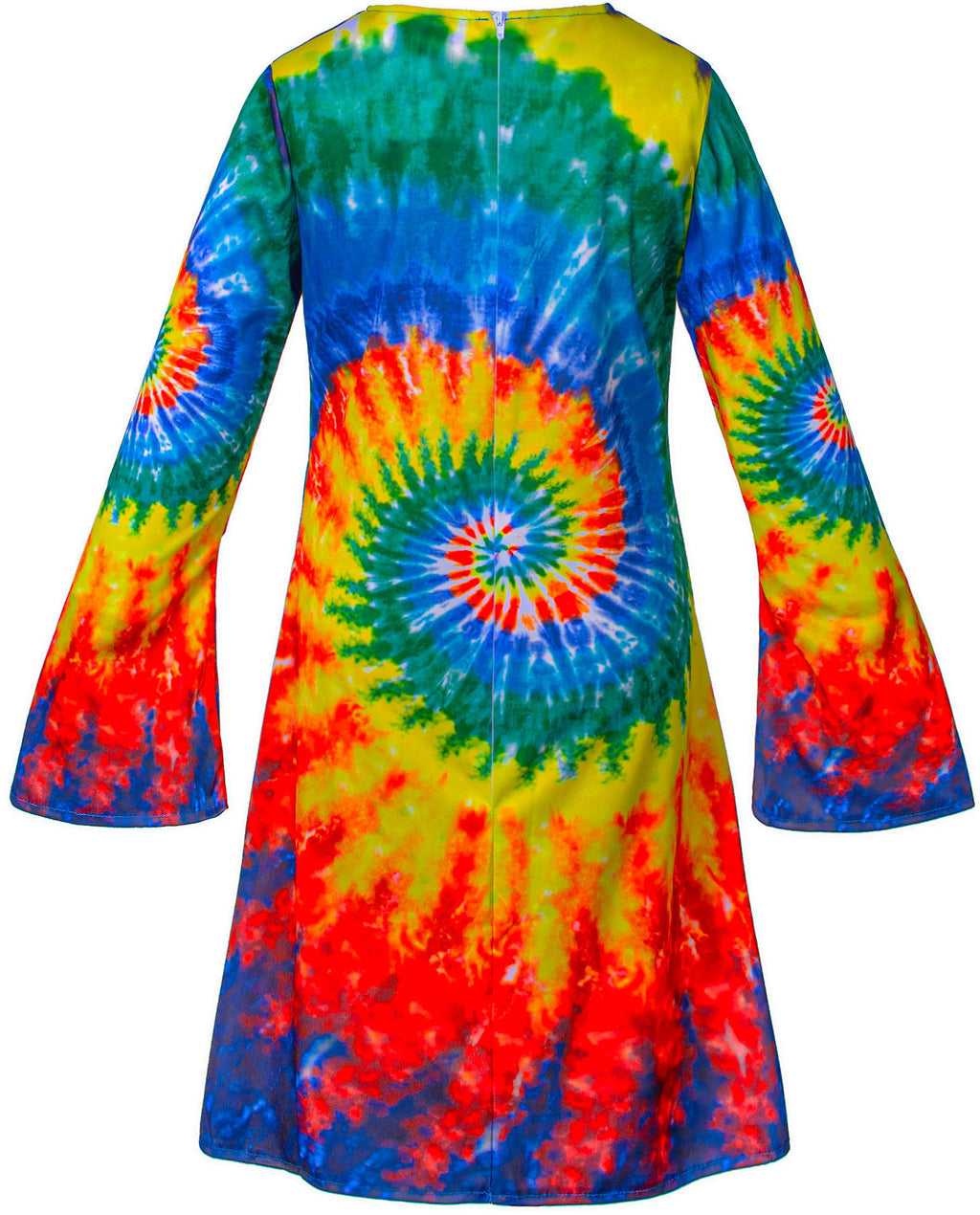 Girls Hippie Costume Set – 4-Piece 60s/70s Dress, Headband, Peace Necklace & Rainbow Sunglasses for Kids Ages 2-12